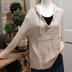 American Eagle Sweater Hoodie Women's Sz M Creamy Ivory Knit Oversized
